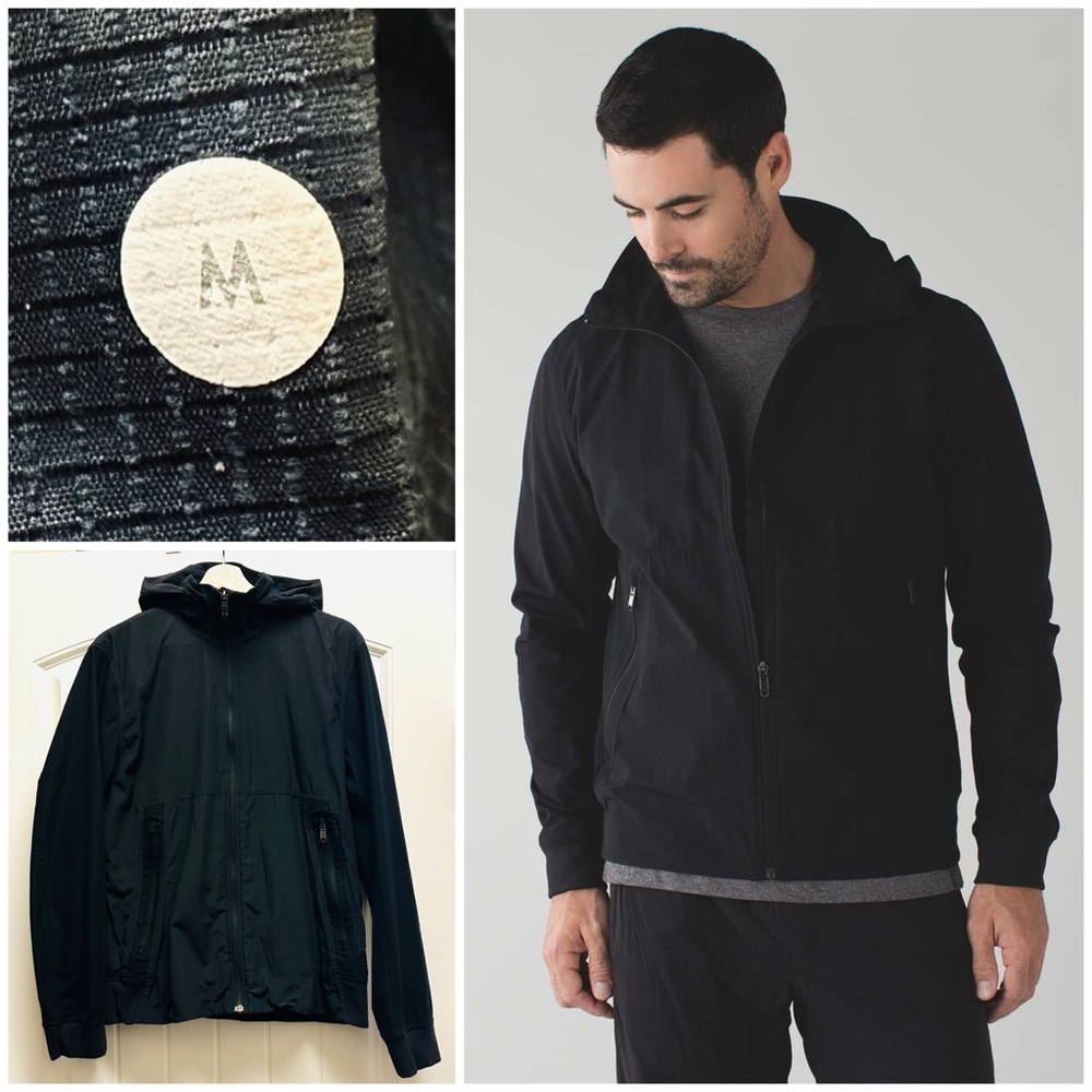 Lululemon Ambo Jacket *Damaged* Water Resistant Shell Stowable Hood Pocket Black